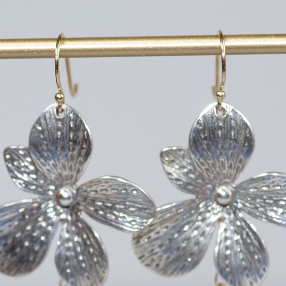 Two Tone Dangling Orchid Earrings - Picture 5 of 5